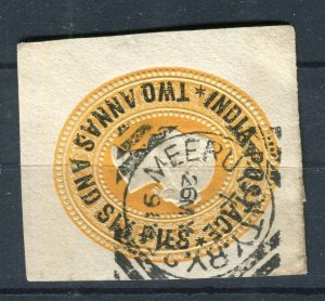 INDIA; 1890s classic QV 4a. 6p. fine POSTMARK Stationary Piece, Meerut