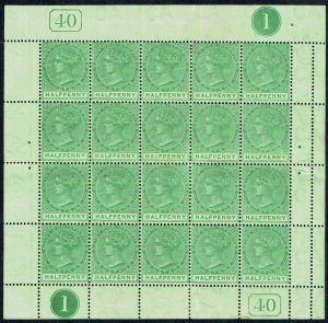 SAINT CHRISTOPHER 1882 ½d dull green in complete sheet - 42296