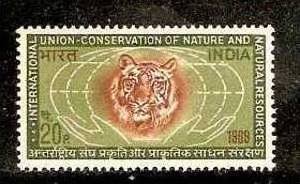 INDIA 1969 TIGER, GLOBE, NATURAL RESOURCES, UNION CONSERVATION OF NATUER  MNH **