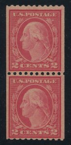 USA 488 - 2 cent Type III Unwmk Rotary Coil Pair - VF Mint never hinged