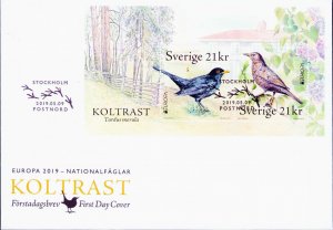 Sweden 2843 Birds Europa Souvenir Stamp Sheet FDC  2019