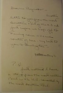 US  AUTOGRAPH LETTER BY WOODBURY II SKIPPER OF CANOE TRANS ATLANTIC 1939