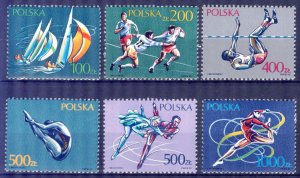 Poland 1990 Sport Sailing Rugby Figure Skating Mi. 3258/63 MNH