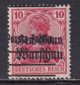Poland 1918 Sc 19 Occupation Issue Shifted Overprint Surcharged Stamp MH