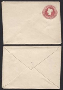 ES22a QV 3d Carmine Stamped to Order Envelope 5 dot Florets Mint