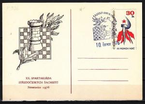 Czechoslovakia, 1976 issue. Chess Cancel 10/NOV/76 & Cachet on a Post Card.