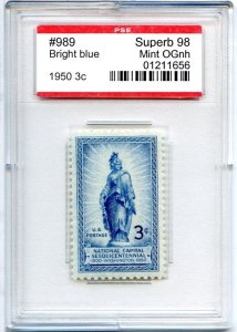 US SCOTT #989 MINT-SUPERB-OG-NH GRADED 98 PSE ENCAPSULATED SMQ $55 (7/31/24 GP)