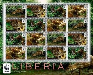 Liberia - 2011 - WWF - WATER CHEVROTAIN - Sheet of 16 Stamps - MNH