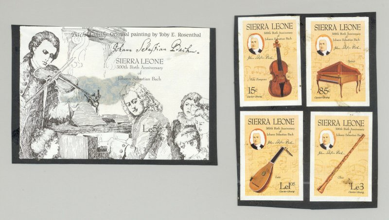 Sierra Leone #708-712 Bach, Composer, Music 4v & 1v S/S Imperf Proofs on Paper