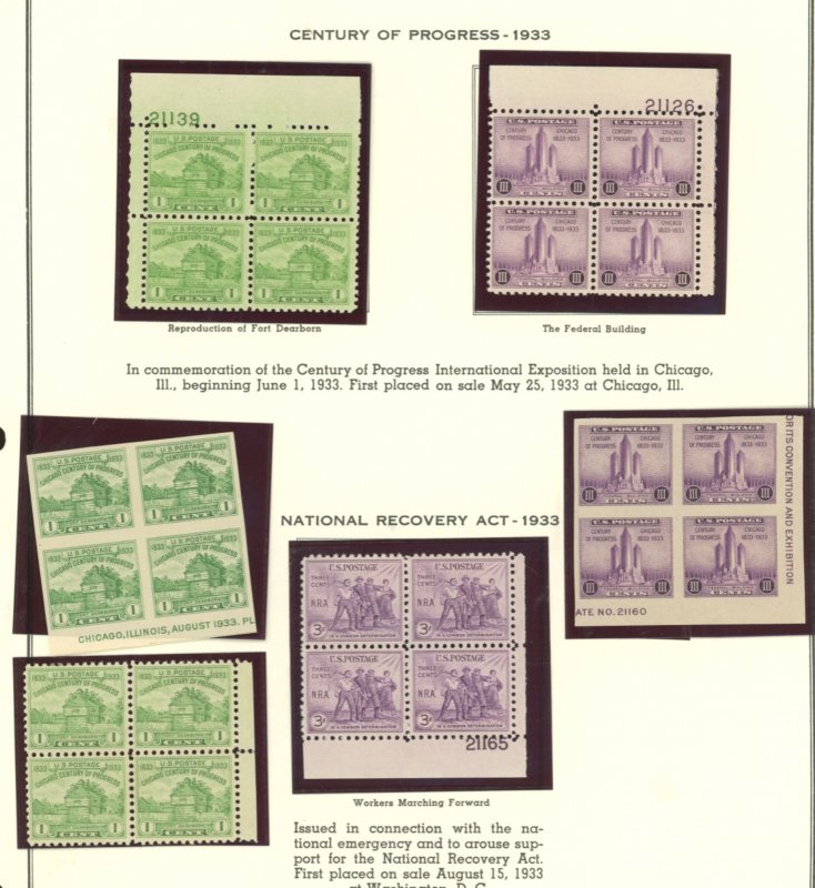 U.S. #MINT PL# BLOCK SET 