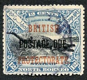 North Borneo SGD46 12c Black and Dull Blue Post Due used Cat 28 Pounds