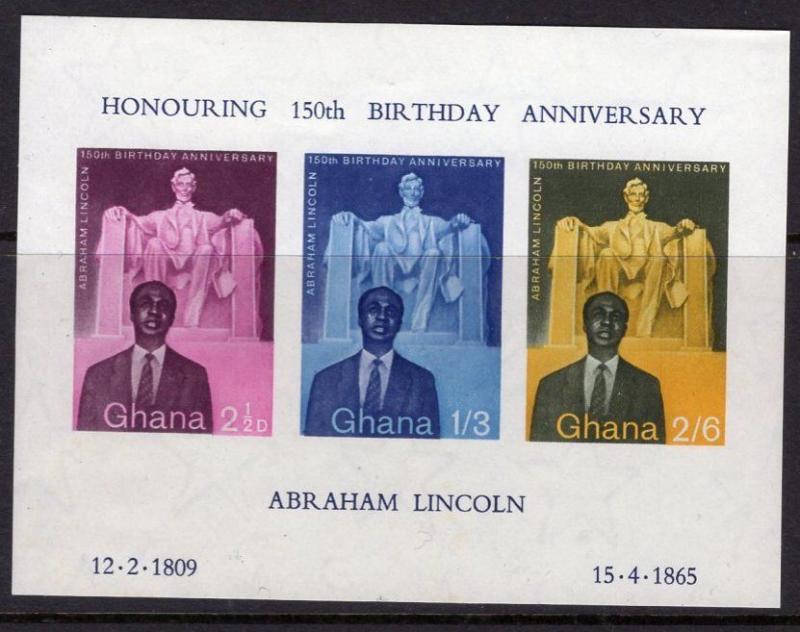 GHANA SGMS206a 1959 150th BIRTH ANNIV OF ABRAHAM LINCOLN MNH