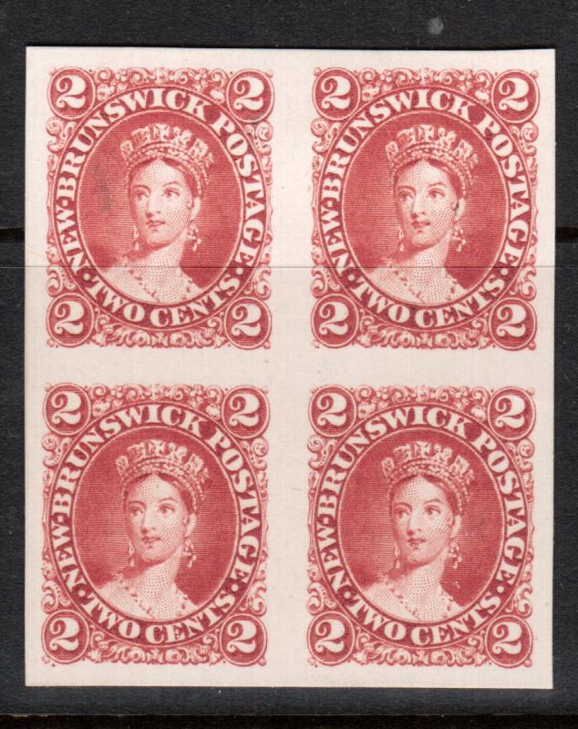 New Brunswick #7TC Extra fine Proof Block In Rose India On Card