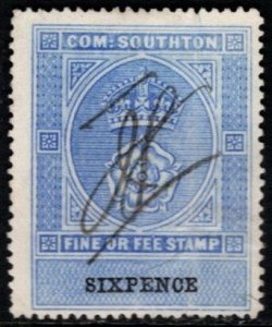 1880's Great Britain Local Revenue Southton Six Pence Fine or Fee Stamp ...