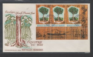 New Hebrides (French) #151 (1969 Timber lower margin strip of three) cachet FDC