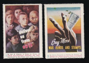 US 2 Vintage WWII Patriotic Poster Stamp Deliver Us Buy War Bonds M OG NH