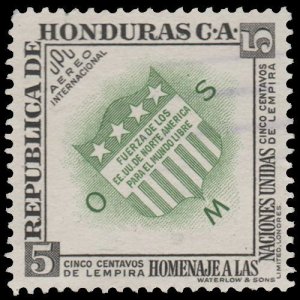 HONDURAS 1953 AIRMAIL STAMP. SCOTT: C225. USED. # 5