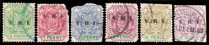 Transvaal Scott 202-203, 205-208 (1900) Used P to F, CV $17.50 C