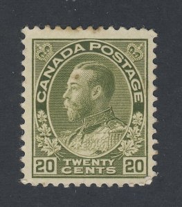 Canada WW1 Admiral Stamp; #119 - 20c MH F/VF Guide Value = $100.00