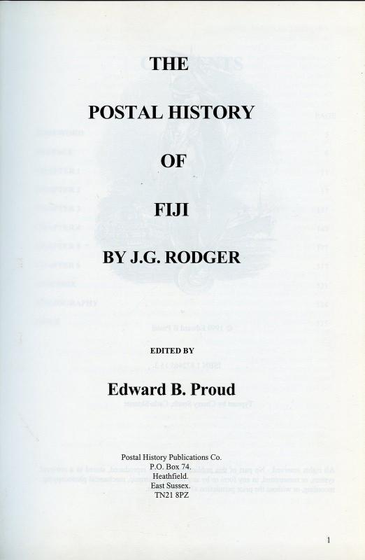 THE POSTAL HISTORY OF FIJI BY J.D. RODGER AND EDWARD B. PROUD ED.