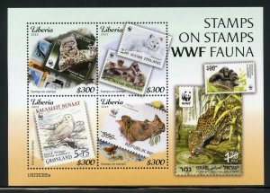 LIBERIA 2023 STAMPS ON STAMPS WWF FAUNA SHEET MINT NH