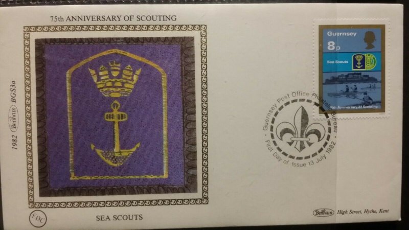 1982 Guernsey Anni Boy Scouts Cub Air Sea Land Scouts Benham FDC BGS3a-d  