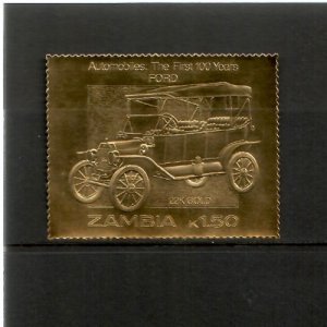 Zambia 1986 - 100 Years of Automobiles Cars - Ford - Gold Stamp - MNH