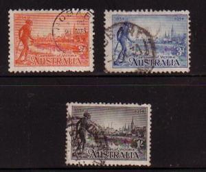 Australia Sc 142-4 1934 Victoria Tribesman stamp set used