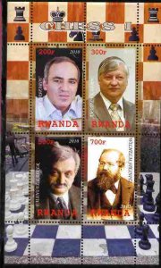 RWANDA - 2010 -  Chess Masters #1 - Perf 4v Sheet - MNH - Private Issue