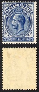 Falkland Is 2 1/2d Dark Blue wmk Script M/M