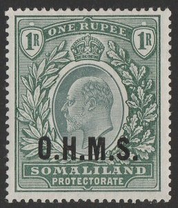 SOMALILAND 1904 'OHMS' on KEVII 1R green. Only 960 printed.