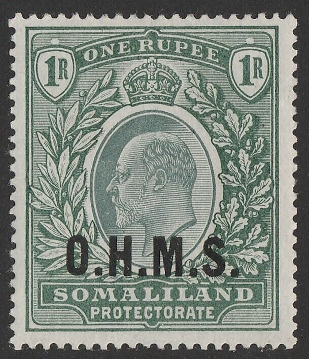 SOMALILAND 1904 'OHMS' on KEVII 1R green. Only 960 printed.