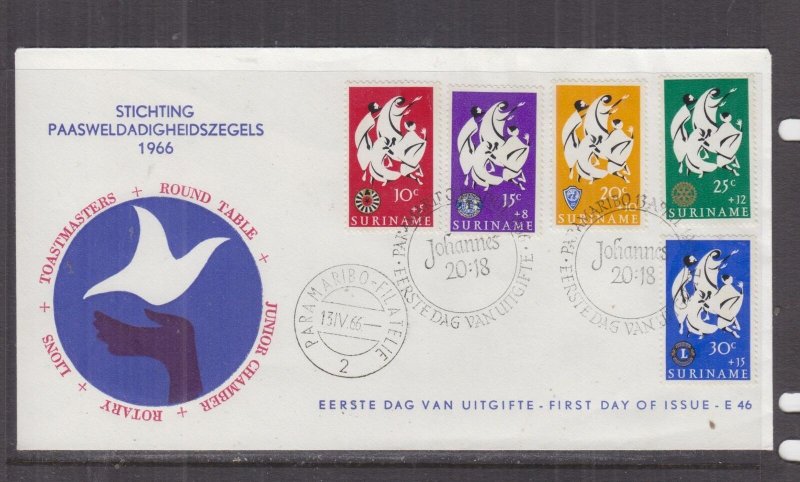 SURINAME, 1966 EASTER CHARITY set of 5, unaddressed First Day cover. 