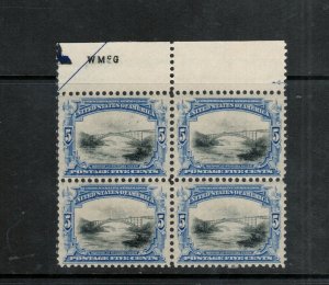 USA #297 Very Fine Never Hinged Top Margin Block With Arrow & Initials