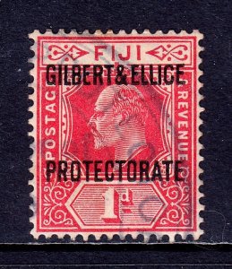 GILBERT & ELLICE ISLANDS — SCOTT 2 (SG 2) — 1911 1d KEVII OVPT. — USED — SCV $30