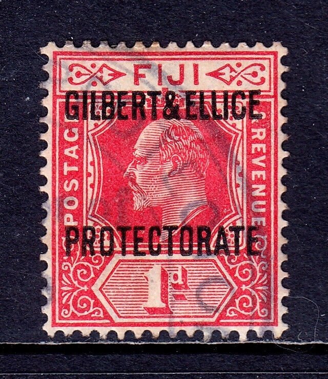 GILBERT & ELLICE ISLANDS — SCOTT 2 (SG 2) — 1911 1d KEVII OVPT. — USED — SCV $30