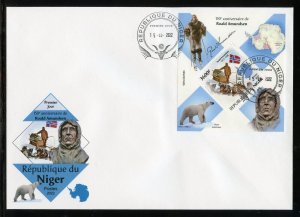 NIGER 2022  150th ANNIVERSARY OF ROALD AMUNDSEN SOUVENIR SHEET FIRST DAY COVER 
