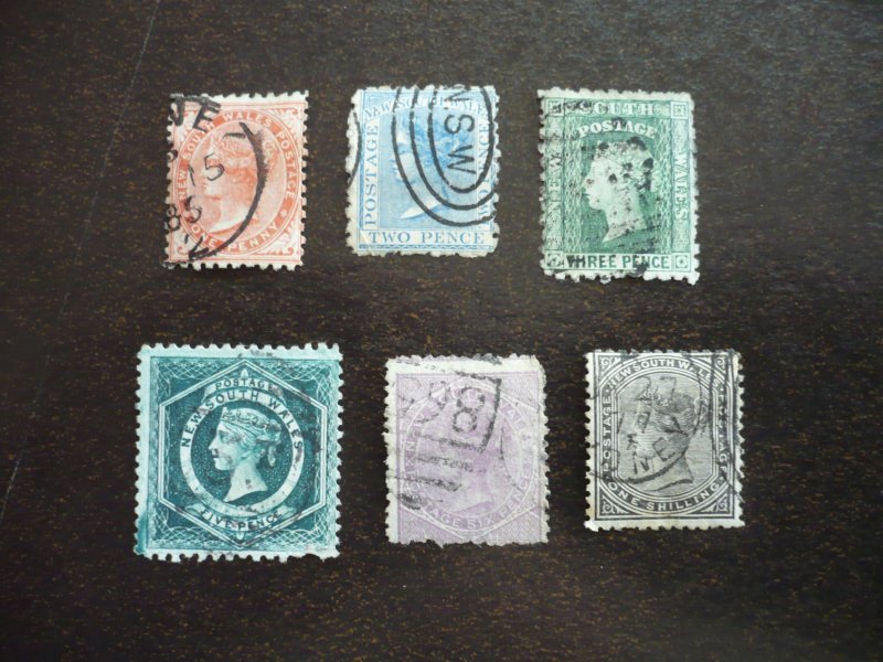 Stamps - New South Wales - Scott# 61-63,65,66,68 - Used Part Set of 6 Stamps