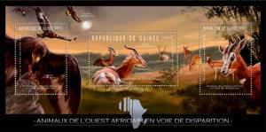 GUINEA 2012 SHEET ENDANGERED ANIMALS WILDLIFE ANTELOPES BIRDS OF PREY