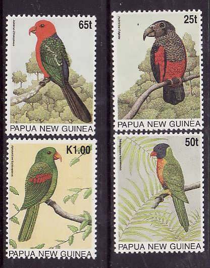 Papua New Guinea-Sc#889-92- id6-unused NH set-Birds-Parrots-1996-