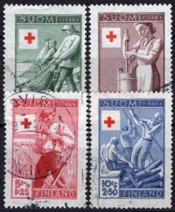 Finland B74-B77 Used Semi-Postal Red Cross Fishing Logging ZAYIX 032323SM142