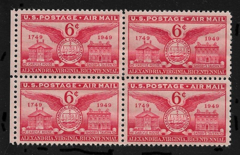 US 1949 Air Mail Alexandria Issue Block of 4 Scott # C40,VF-XF MNH**OG