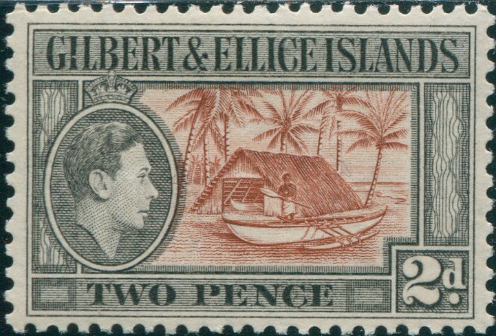 Gilbert Ellice Islands 1939 SG46 2d Canoe and Boat-house KGVI MLH