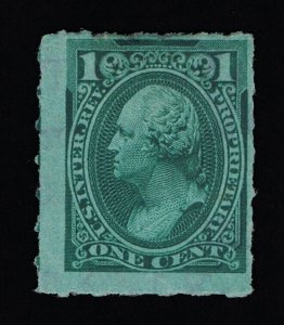 EXCELLENT GENUINE SCOTT #RB11c F-VF USED 1875-81 GREEN PROPRIETARY ROULETTED-6