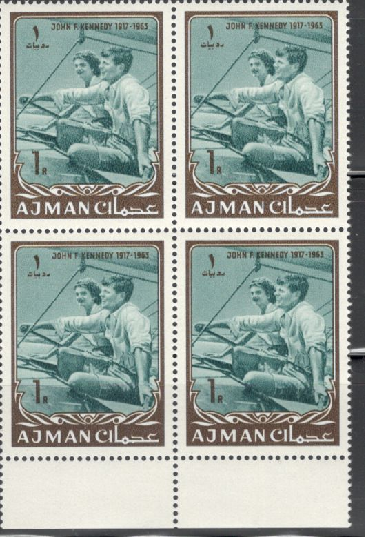 Ajman 1R John F Kennedy MI 19   Block of 4