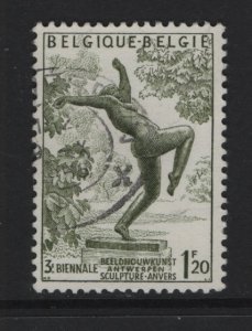 Belgium    #490  used   1955  sculpture exhibition 1.20fr