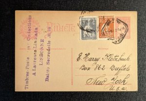 1922 Lisbon Portugal Postcard Cover Buffalo NY USA