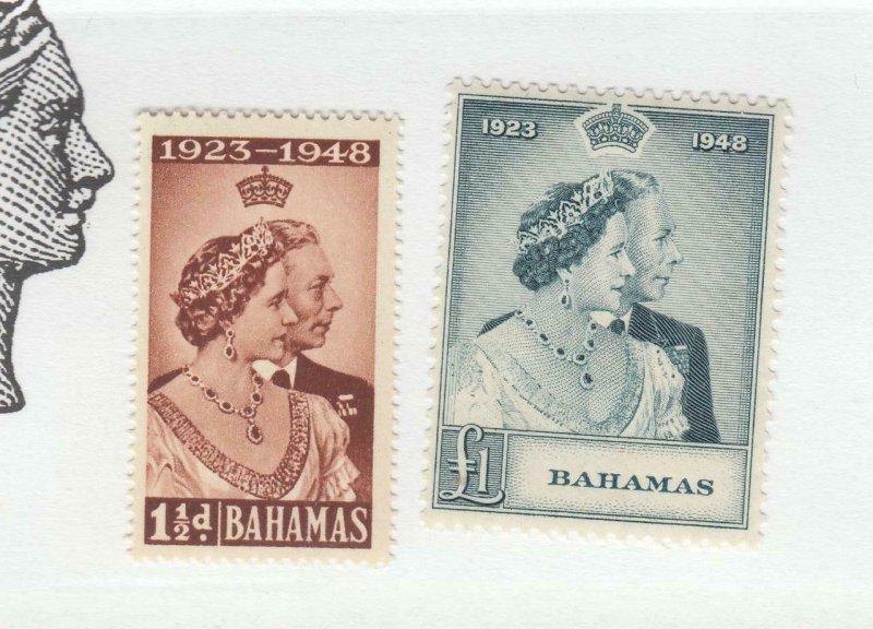 BAHAMAS # 148-149 VF-MNH 1948  KING GEORGE VI SILVER WEDDING-SET#2 CAT VALUE $45