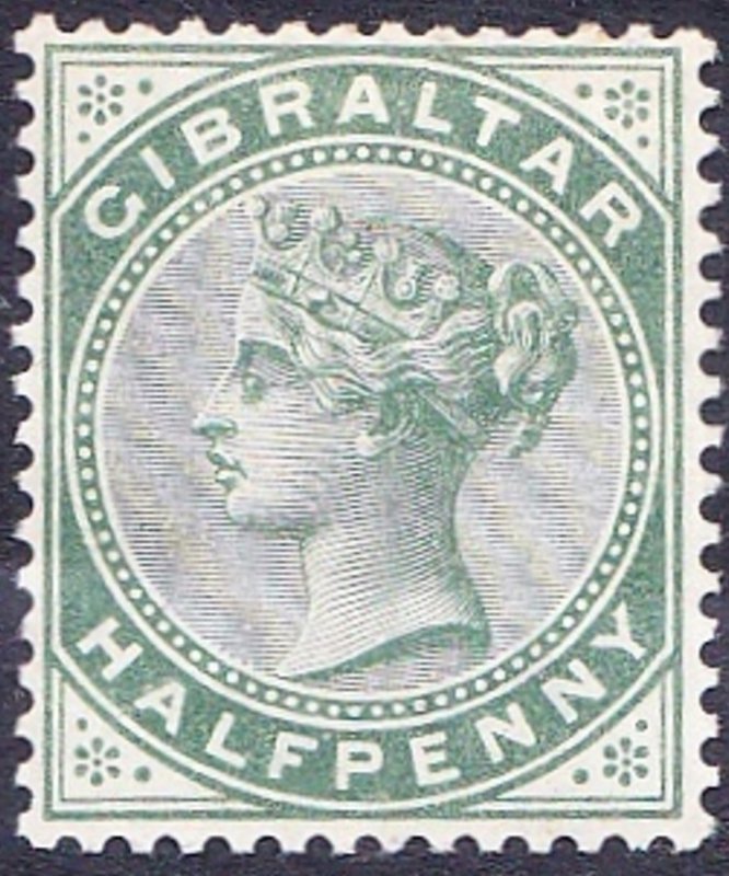 GIBRALTAR 1887 QV 1/2d Dull Green SG8 MH