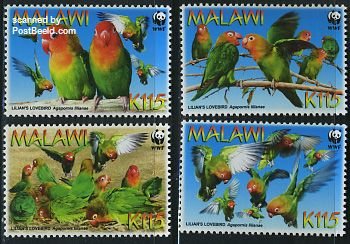 Malawi 2009, WWF, Lilians lovebird 4v, MNH